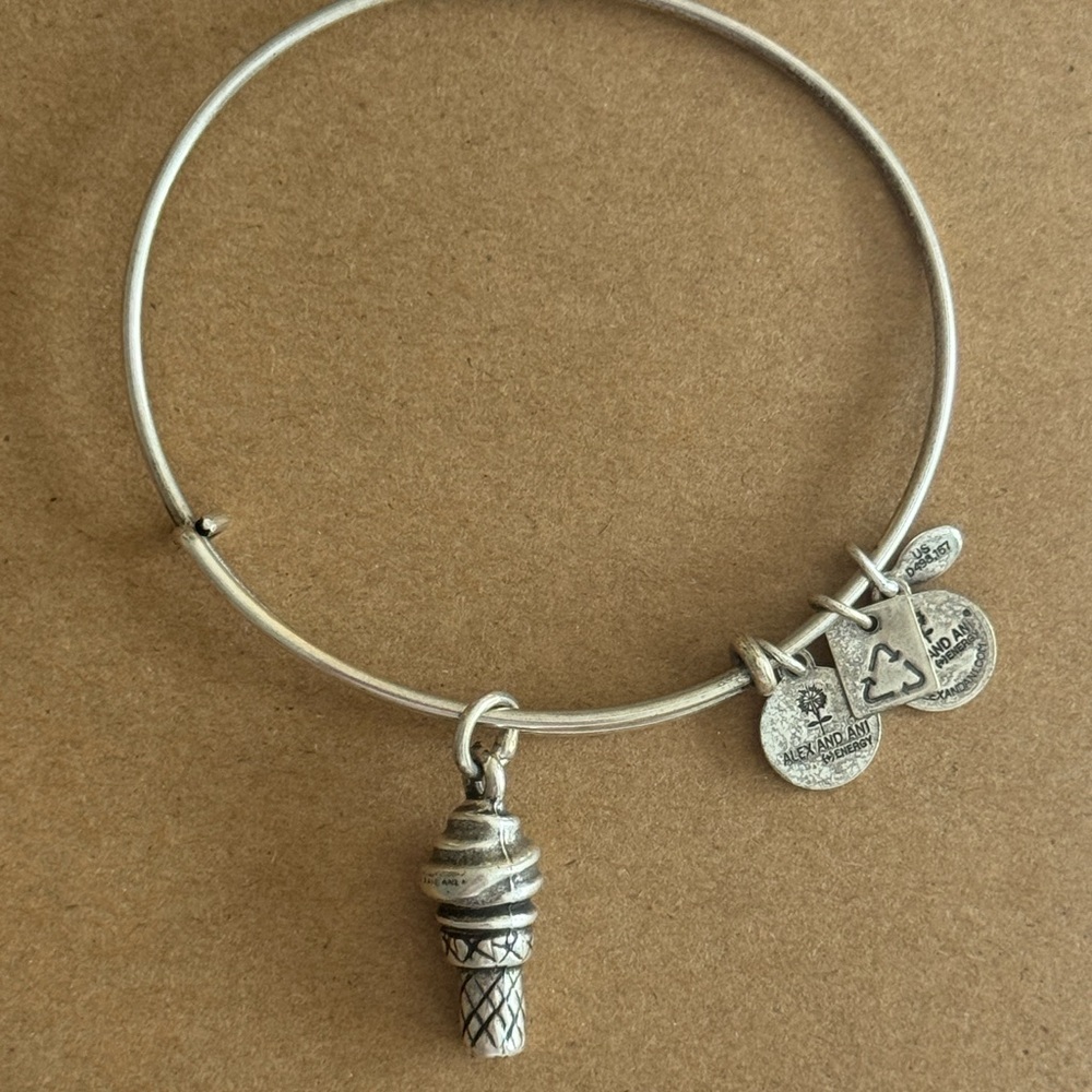 Alex and Ami Silver Ice Cream Cone Charm Bangle Bracelet